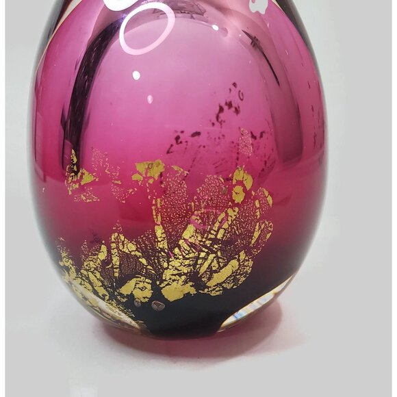 Firefly Glass Studio Greg Fleischaker Purple And Gold Art Glass Paperweight - Picture 5 of 6